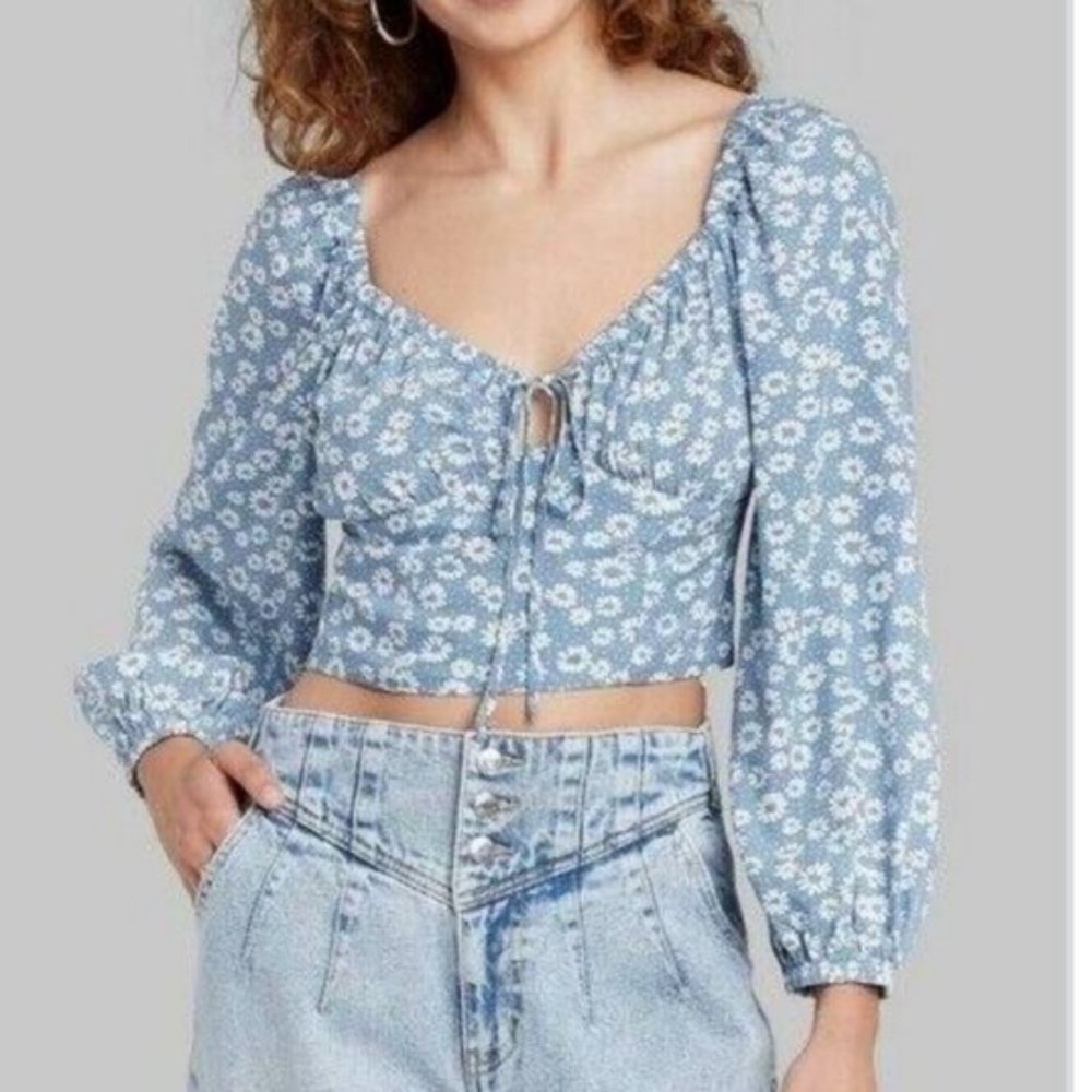 Wild Fable Crop Top with Long Sleeves - Medium